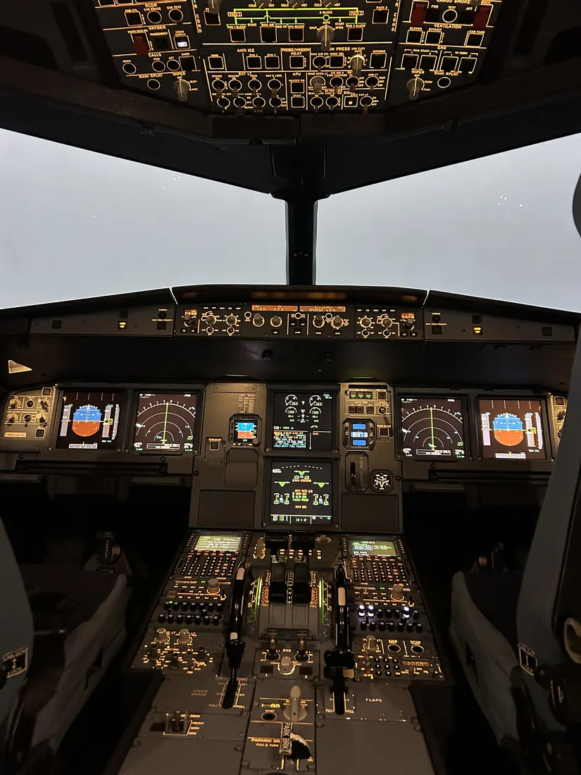 Airbus A320 simulator centre pedestal and control panels